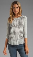 Rebecca Taylor Animal Printed Long Sleeve Tee in Steel Combo  REVOLVE at Revolve