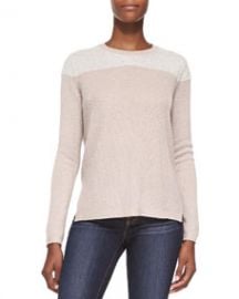 Rebecca Taylor Cashmere Fuzzy-Yoke Pullover Sweater at Neiman Marcus