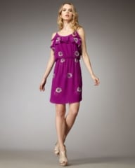 Rebecca Taylor Daisy-Print Silk Dress at Neiman Marcus