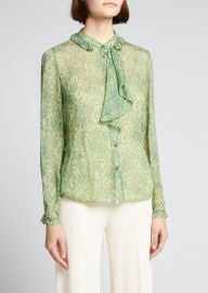 Rebecca Taylor Draped Chiffon Button-Down Blouse - at Bergdorf Goodman