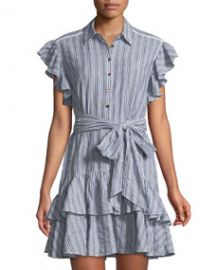 Rebecca Taylor Flutter-Sleeve Striped Shirtdress at Last Call