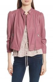 Rebecca Taylor Garment Washed Leather Moto Jacket   Nordstrom at Nordstrom