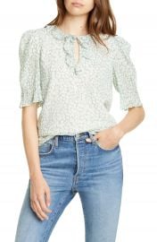 Rebecca Taylor Ikat Leaf Ruffle Top   Nordstrom at Nordstrom