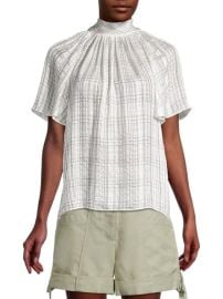 Rebecca Taylor Jules Plaid Short-Sleeve Silk Blouse on SALE at Saks Off 5th