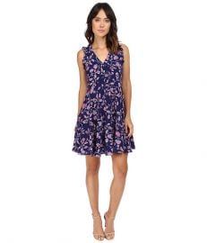 Rebecca Taylor Kyoto Floral Print Sleeveless Dress Ink Blue at Zappos