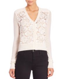 Rebecca Taylor Lace-Front Cardigan Sweater at Saks Fifth Avenue