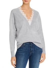 Rebecca Taylor Lace-Trimmed Merino Wool Sweater Women - Bloomingdale s at Bloomingdales