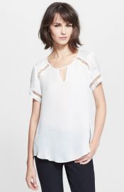 Rebecca Taylor Ladder Stitch Textured Silk Top at Nordstrom