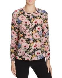 Rebecca Taylor Lavinia Rose Print Silk Top at Bloomingdales