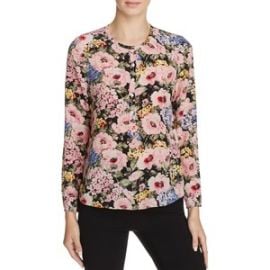 Rebecca Taylor Lavinia Rose Print Silk Top at Bloomingdales