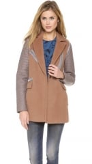 Rebecca Taylor Leather Sleeve Coat at Shopbop