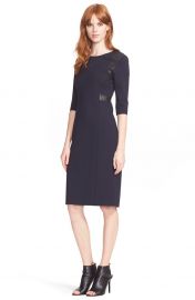 Rebecca Taylor Leather Trim Sheath Dress at Nordstrom