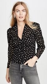 Rebecca Taylor Long Sleeve Dot V Neck Top at Shopbop