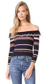 Rebecca Taylor Long Sleeve Striped Rib Pullover at Shopbop