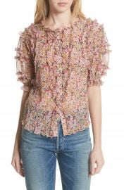 Rebecca Taylor Margo Ruffle Floral Top at Nordstrom