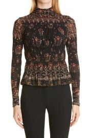 Rebecca Taylor Mesh Shell Long Sleeve Top at Nordstrom