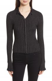 Rebecca Taylor Metallic Ribbed Cardigan at Nordstrom