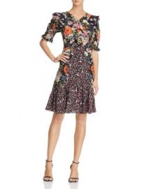 Rebecca Taylor Mixed Floral Print Silk Dress at Bloomingdales