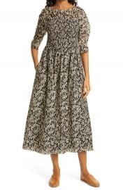 Rebecca Taylor Osaka Ruched Sleeve Cotton  amp  Silk Dress   Nordstrom at Nordstrom