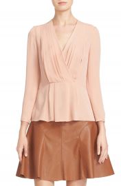 Rebecca Taylor Pleated Georgette Faux Wrap Blouse at Nordstrom