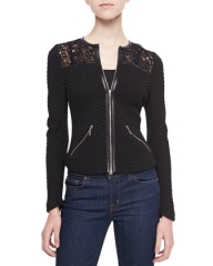 Rebecca Taylor Quilted Lace Panel Jacket at Bergdorf Goodman