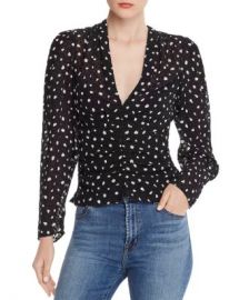 Rebecca Taylor Ruched Dot Silk-Blend Top Women - Bloomingdale s at Bloomingdales