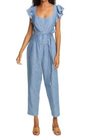 Rebecca Taylor Ruffle Chambray Jumpsuit at Nordstrom