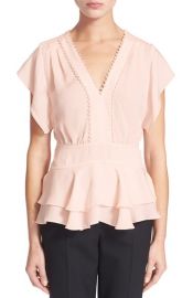 Rebecca Taylor Ruffle V-Neck Top at Nordstrom