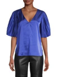 Rebecca Taylor Satin Pleated-Sleeve Blouse on SALE at Saks Off 5th