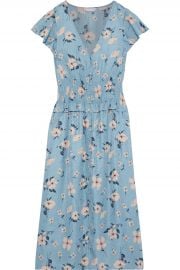 Rebecca Taylor Shirred floral-print silk-blend jacquard midi dress at The Outnet