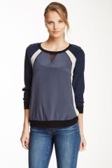 Rebecca Taylor Silk Colorblock Sweatshirt at Nordstrom Rack