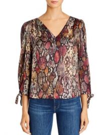 Rebecca Taylor Silk Snake Print Tie-Cuff Top Women - Bloomingdale s at Bloomingdales