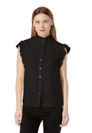 Rebecca Taylor Sleeveless Ruffle Sleeve Silk Top at Amazon