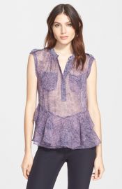 Rebecca Taylor Static Ruffle Hem Silk Sleeveless Top at Nordstrom