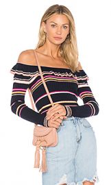 Rebecca Taylor Striped Ruffle Top in Navy  amp  Cream from Revolve com at Revolve