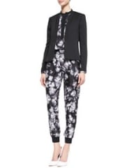 Rebecca Taylor Structured Open-Front Jacket Long Sleeve Ghost Flower Top and Ghost Flower Pants at Neiman Marcus