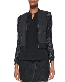 Rebecca Taylor TexturedLace Bomber Jacket at Neiman Marcus