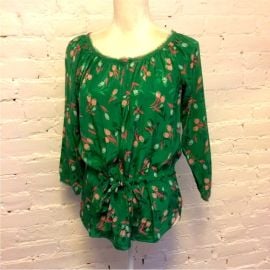 Rebecca Taylor Tops Rebecca Taylor Silk Tie Waist Blouse Green Floral Size 2 Poshmark at Poshmark