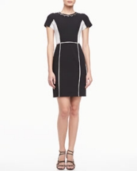 Rebecca Taylor Two-Tone Crepe Dress at Neiman Marcus