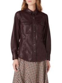 Rebecca Taylor Vegan Leather Shirt Jacket on SALE at Saks Off 5th