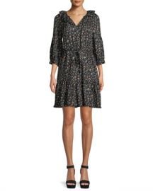 Rebecca Taylor Vine-Print Long-Sleeve Silk Shirtdress at Neiman Marcus