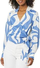 Rebecca Taylor Women39s Silhouette Fleur Long Sleeve Wrap Blouse at Womens Clothing store at Amazon