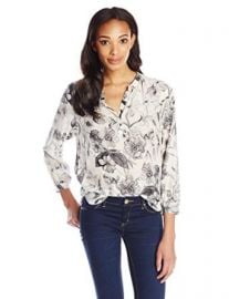 Rebecca Taylor Womenand39s Botanical Print Bracelet-Sleeve Blouse at Amazon