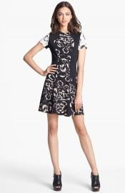 Rebecca Taylor and39Artisanal Blockedand39 Print Silk A-Line Dress at Nordstrom