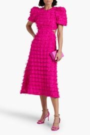 Rebecca Vallance Cherie Amour cutout fringed stretch tulle midi dress at The Outnet