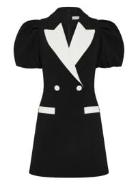 Rebecca Vallance Emma puff-sleeve double-breasted Mini Dress Black at Farfetch
