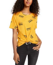 Rebellious One Trouble Knot-Front Graphic T-Shirt at Macys