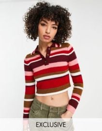 Reclaimed Vintage 70s stripe polo at ASOS