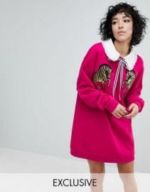 Reclaimed Vintage Inspired Sweat Dress With Sequin Zebra at asos com at Asos