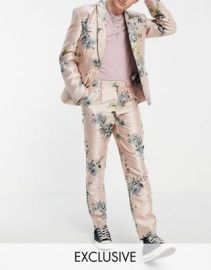 Reclaimed Vintage Inspired couture suit pants in floral print at ASOS